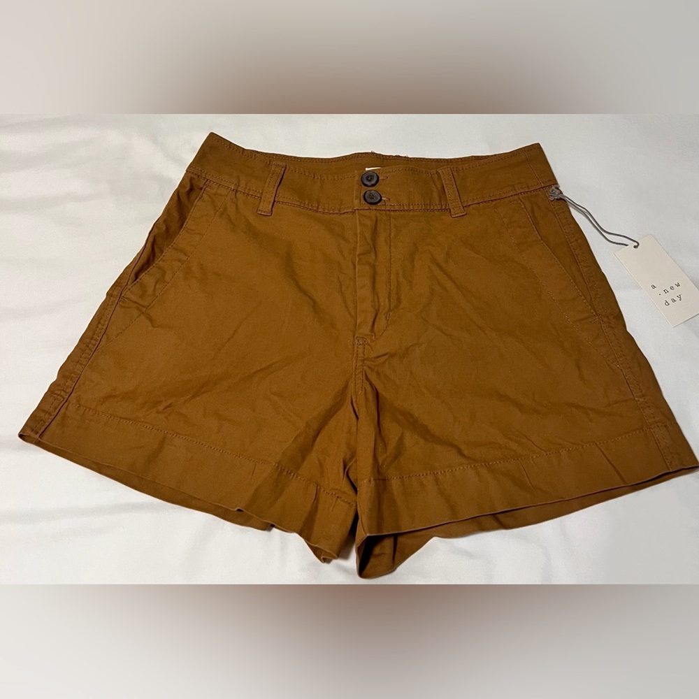 Brown High-Waisted Shorts